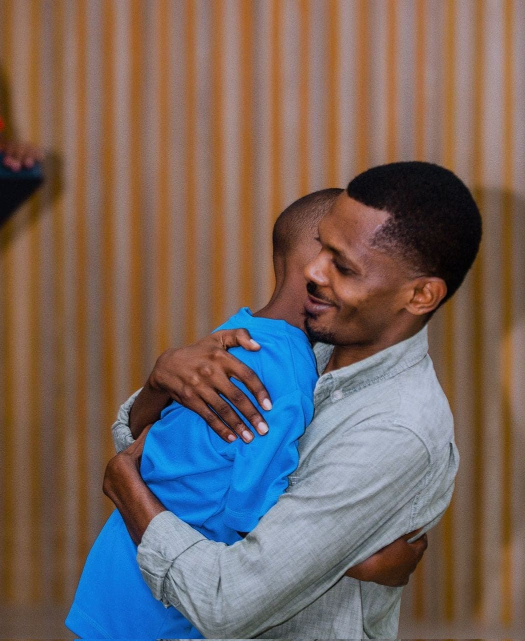 A warm embrace with a young boy
